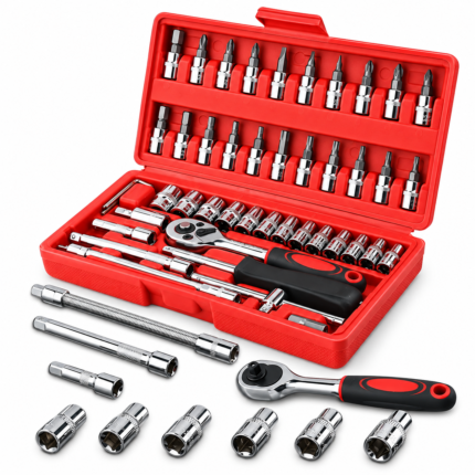 46-Piece Tool Kit with Screwdriver & Socket Set – Portable Storage Case